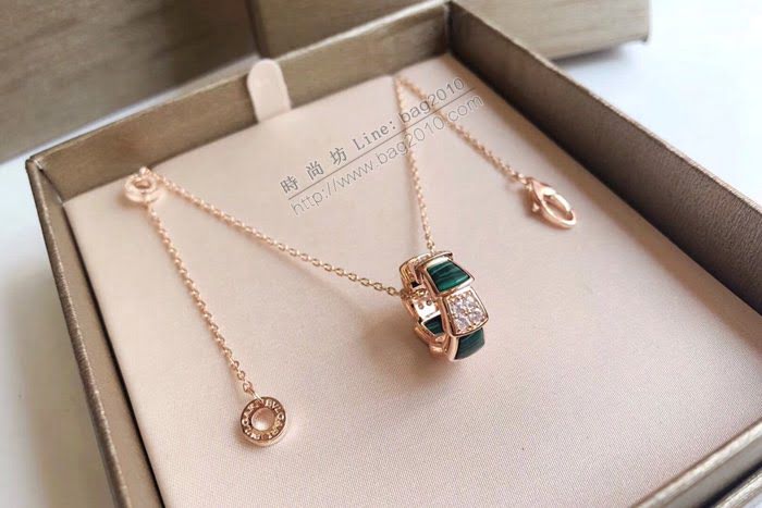 Bvlgari飾品 寶格麗蛇骨項鏈 天然白綠瑪瑙項鏈  zgbq3357